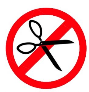 Image of Scissors with warning indicator as to ban the item